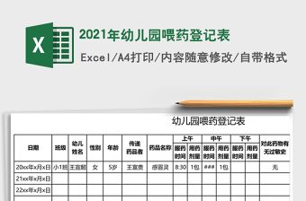 2021年幼兒園喂藥登記表