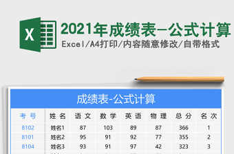 2021年成績(jī)表-公式計(jì)算