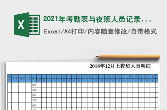 2021年考勤表與夜班人員記錄表