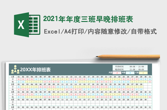 2021年年度三班早晚排班表