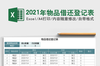 2021年物品借還登記表