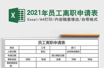 2021年員工離職申請表