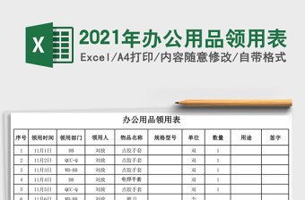 2021年辦公用品領用表