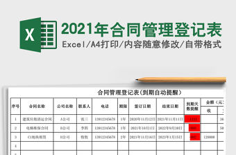 2021年合同管理登記表