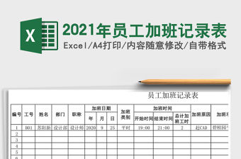 2021年員工加班記錄表