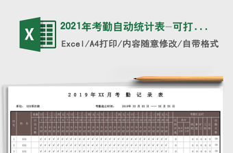 2021年考勤自動統計表-可打印