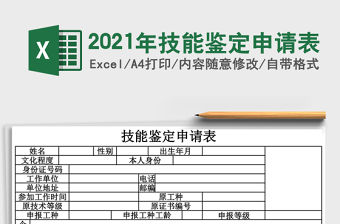 2021年技能鑒定申請表