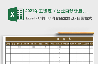 2021年工資表（公式自動計算）
