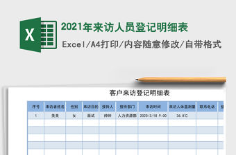 2021年來訪人員登記明細表