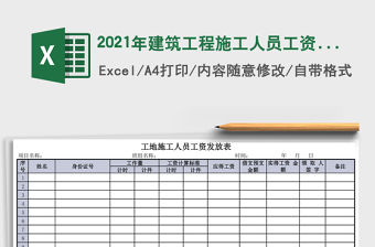 2021年建筑工程施工人員工資表