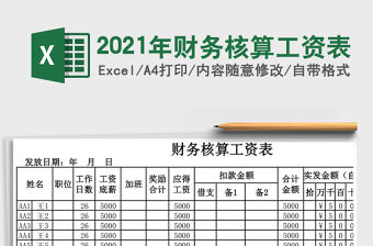 2021年財務核算工資表