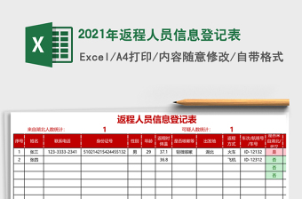 2021年返程人員信息登記表