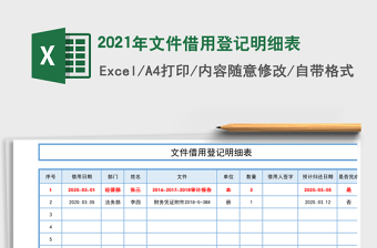 2021年文件借用登記明細表