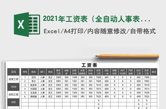 2021年工資表（全自動人事表格）