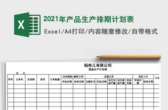 2021年產品生產排期計劃表