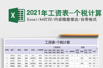 2021年工資表-個(gè)稅計(jì)算