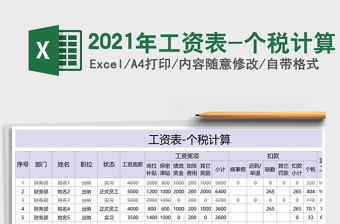 2021年工資表-個稅計(jì)算