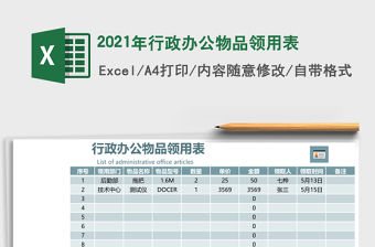 2021年行政辦公物品領(lǐng)用表