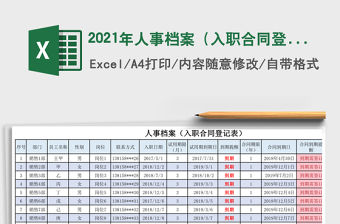 2021年人事檔案（入職合同登記表）合同續簽提醒