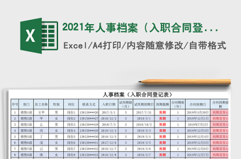 2021年人事檔案（入職合同登記表）合同續(xù)簽提醒