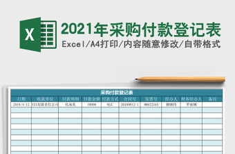 2021年采購付款登記表