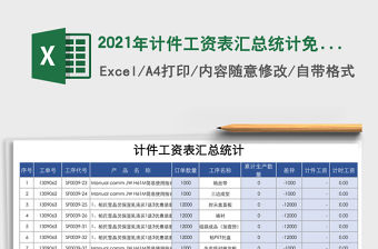 2021年計件工資表匯總統計免費下載