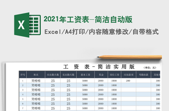 2021年工資表-簡(jiǎn)潔自動(dòng)版
