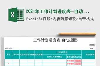 2021年工作計劃進(jìn)度表-自動提醒