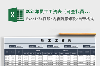 2021年員工工資表（可查找員工工資）