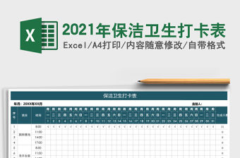 2021年保潔衛(wèi)生打卡表