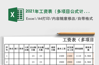 2021年工資表（多項(xiàng)目公式計(jì)算）