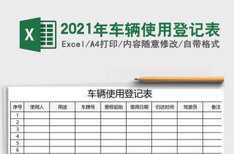 2021年車輛使用登記表