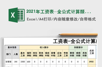 2021年工資表-全公式計算顏色標注