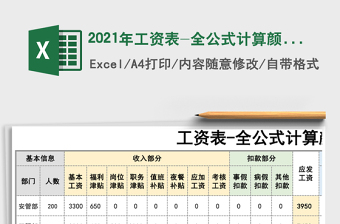 2021年工資表-全公式計(jì)算顏色標(biāo)注