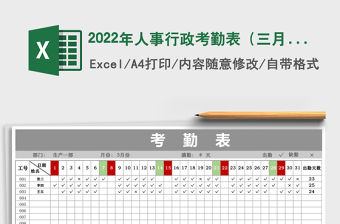 2022年人事行政考勤表（三月考勤表）