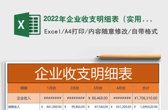 2022年企業(yè)收支明細表（實用模板）免費下載