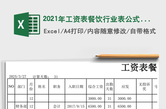 2021年工資表餐飲行業(yè)表公式自動(dòng)計(jì)算