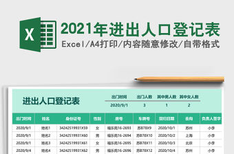 2021年進(jìn)出人口登記表