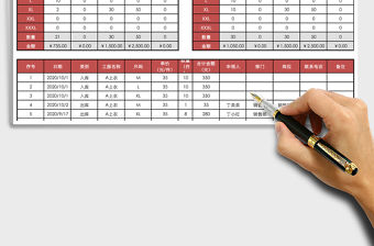 2021年工裝工服庫存登記表