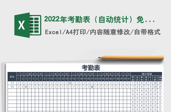 2022年考勤表（自動統(tǒng)計）免費(fèi)下載
