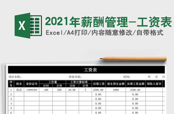 2021年薪酬管理-工資表