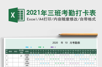 2021年三班考勤打卡表