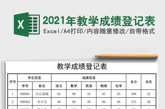 2021年教學成績登記表