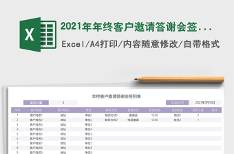 2021年年終客戶邀請(qǐng)答謝會(huì)簽到表