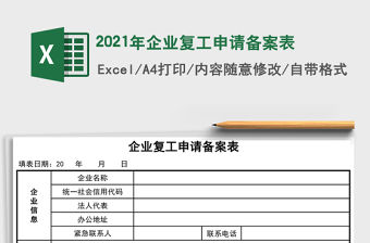 2021年企業復工申請備案表