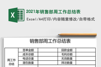 2021年銷售部周工作總結表