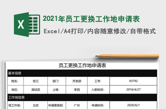 2021年員工更換工作地申請表