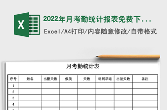 2022年月考勤統(tǒng)計(jì)報(bào)表免費(fèi)下載
