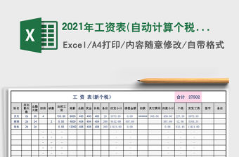 2021年工資表(自動計算個稅）