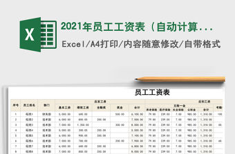 2021年員工工資表（自動計算）